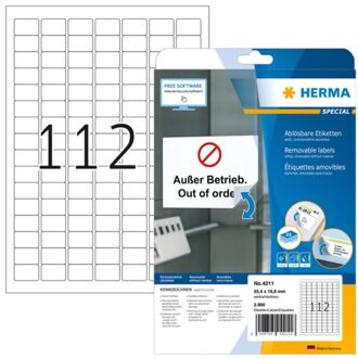 Etiket Herma 4211 25.4x16.9mm verwijderbaar wit 2800stuks