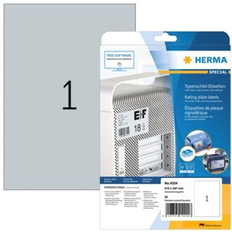 Etiket Herma 4224 A4 210x297mm folie zilver 25stuks