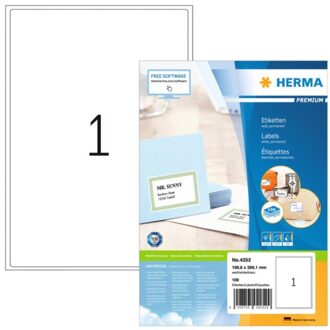 Etiket Herma 4252 199.6x289,1mm premium wit 100stuks Zwart