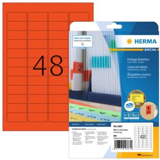Etiket Herma 4367 45.7x21.2mm verwijderbaar rood 960stuks