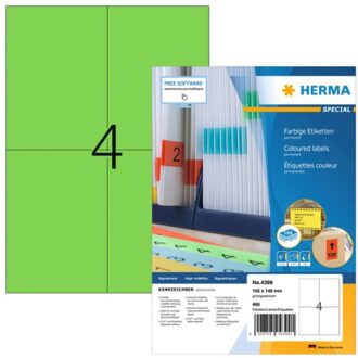 Etiket Herma 4399 105x148mm A6 groen 400stuks