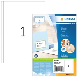 Etiket Herma 4458 200x297mm A4 premium wit 100stuks Zwart