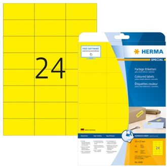 Etiket Herma 4466 70x37mm verwijderbaar geel 480stuks