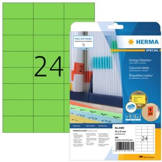 Etiket Herma 4469 70x37mm verwijderbaar groen 480stuks