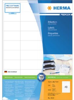 Etiket Herma 4610 52.5x29.7mm premium wit 8000stuks Zwart