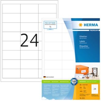 Etiket Herma 4614 66x33.8mm premium wit 4800stuks Zwart