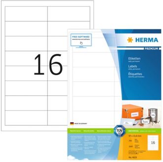 Etiket Herma 4619 97x33.8mm premium wit 3200stuks Zwart