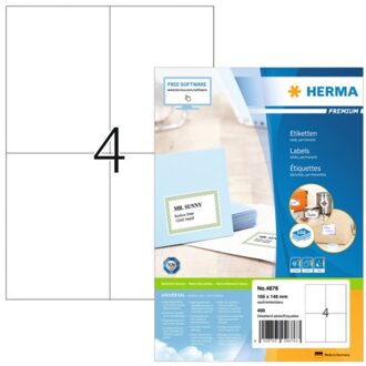Etiket Herma 4676 105x148mm A6 premium wit 400stuks Zwart