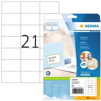 Etiket Herma 5054 70x42.3Mm premium wit 525stuks Zwart