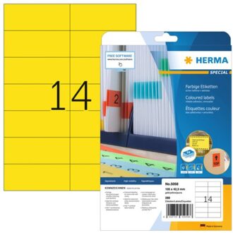 Etiket Herma 5058 105x42.3mm verwijderbaar geel 280stuks