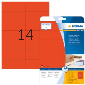 Etiket Herma 5059 105x42.3mm verwijderbaar rood 280stuks
