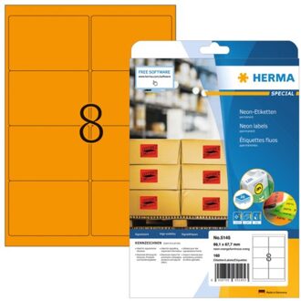 Etiket Herma 5145 99.1x67.7mm fluor oranje 160stuks