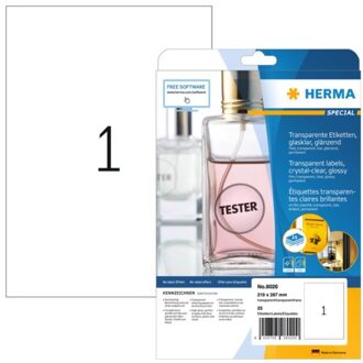 Etiket Herma 8020 210x297mm 25st transparant