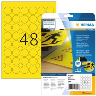 Etiket Herma 8034 30mm rond 1200stuks geel