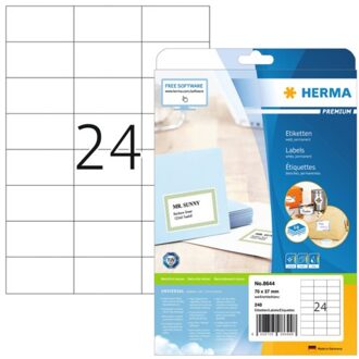 Etiket Herma 8644 70x37mm premium wit 240stuks Zwart