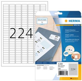 Etiket Herma 8830 25.4x8.5mm mat wit 5600stuks Zwart
