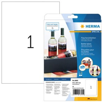 Etiket Herma 8895 210x297mm A4 glossy wit 10stuks Zwart