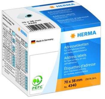 Etiket Herma adres 4340 70x38mm 250stuks op rol wit