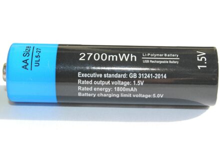 Etinesan 1.5V 2700mWh Aa Li-Polymeer Usb Oplaadbare Lithium Li-Ion Batterijen Fast Charge Voor Microfoon, Camera, spel, Speelgoed Ect. 1stk accu