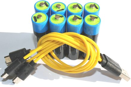 Etinesan 1.5V 2700mWh Aa Li-Polymeer Usb Oplaadbare Lithium Li-Ion Batterijen Fast Charge Voor Microfoon, Camera, spel, Speelgoed Ect. 8stk met kabel
