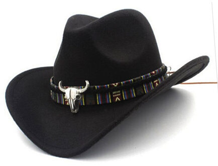 Etnische Stijl Westerse Cowboy Hoed Mannen 's Vrouwen 's Outdoor Wollen Muts Jazz Hoed Westerse Cowboy Hoed