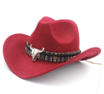 Etnische Stijl Westerse Cowboy Hoed Mannen 's Vrouwen 's Outdoor Wollen Muts Jazz Hoed Westerse Cowboy Hoed
