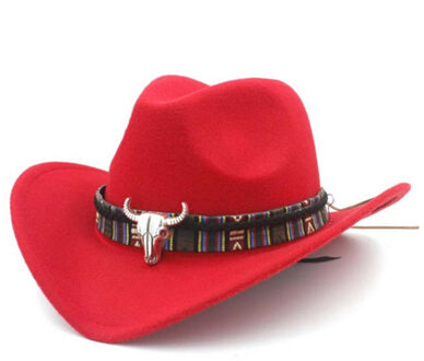 Etnische Stijl Westerse Cowboy Hoed Mannen 's Vrouwen 's Outdoor Wollen Muts Jazz Hoed Westerse Cowboy Hoed