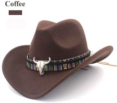 Etnische Stijl Westerse Cowboy Hoed Vrouwen Wollen Muts Jazz Hoed Westerse Cowboy Hoed F