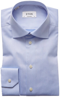 Eton Blauwe Contemporary Signature Twill Overhemd Eton , Blue , Heren - Xl,M,6Xl