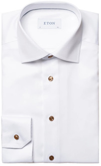 Eton Contemporary Fit Wit Overhemd Eton , White , Heren - 2Xl,Xl,M,6Xl,4Xl,3Xl