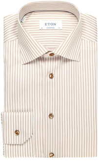 Eton Ecru Overhemden met Lange Mouwen Eton , Beige , Heren - XL
