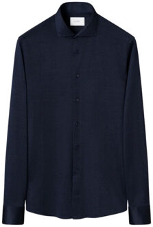 Eton Filo di scozia knit shirt lange mouw overhemden 100014987 - maat 40 (M) Blauw