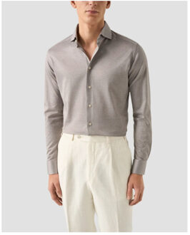 Eton Filo di scozia knit shirt lange mouw overhemden 100014987 - maat 40 (M) Grijs