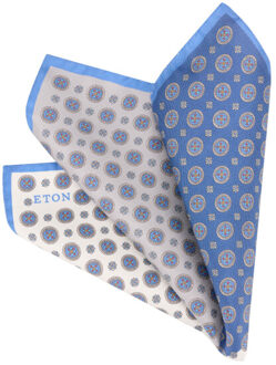 Eton Four sided silk pocket square Blauw - One size