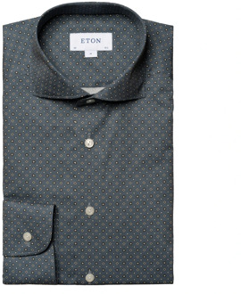 Eton Geometrisch Print Slim Fit Twill Overhemd Eton , Multicolor , Heren - L,M