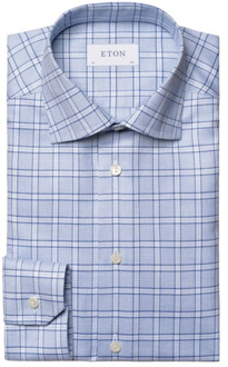 Eton Hedendaagse Geruite Twill Overhemd Eton , Blue , Heren - Xl,L,M,3Xl,4Xl