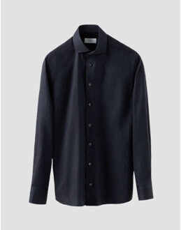 Eton Herringbone wrinkle free flannel shirt lange mouw overhemden 100012184 Blauw - 41 (L)