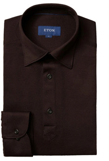 Eton Het Klassieke Overhemd Eton , Brown , Heren - 3XL
