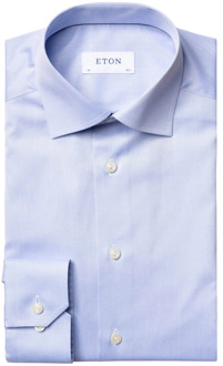 Eton Lichtblauw Signature Twill Business Overhemd Eton , Blue , Heren - XL