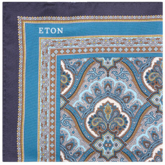 Eton Paisley print silk pocket square - maat One size Blauw