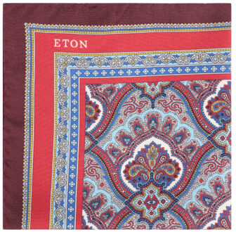 Eton Paisley print silk pocket square Rood - One size
