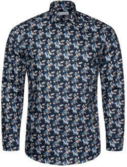 Eton Print Overhemd, Makkelijk Strijkbaar Eton , Blue , Heren - 2Xl,Xl,L,M,3Xl