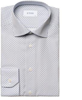 Eton Slim Fit Micro Print Poplin Overhemd Eton , Blue , Heren - Xl,M,3Xl,4Xl