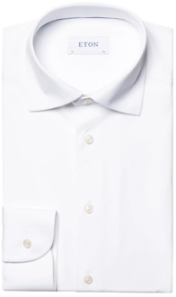 Eton Wit 4-Way Stretch Overhemd Eton , White , Heren - 2Xl,Xl,L,M,S,4Xl,3Xl