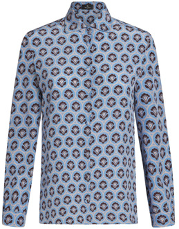 Etro Blauwe Zijden Aurea Print Overhemd Etro , Multicolor , Dames - M,S