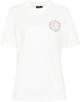 Etro Bloemen Pegasus Geborduurd Wit T-shirt Etro , White , Dames - M,S,Xs