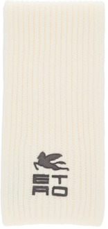 Etro Gebreide Logo Wollen Sjaal Etro , White , Heren - ONE Size