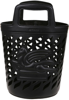 Etro Gelaserde Leren Bucket Tas uit de Coffa Collectie Etro , Black , Dames - ONE Size