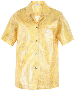 Etro Gele Nylon Shirt met Logo Detail Etro , Yellow , Dames - Xs,2Xs