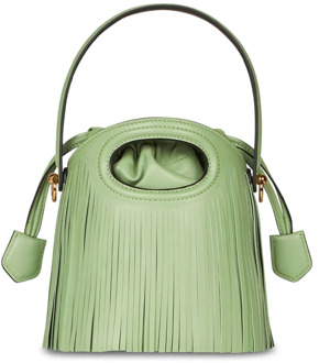 Etro Groene leren mini bucket tas met franjes Etro , Green , Dames - ONE Size